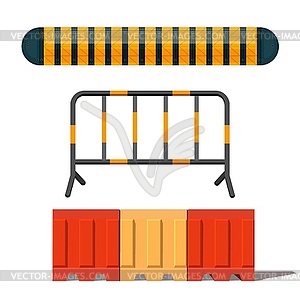 Realistic road barrier with yellow stripes. - vector clip art