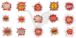 Comic collection of colored sound effects. Set comi - vector image