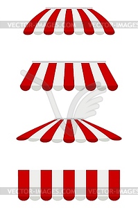Set of red and white shopping awnings. objects of - color vector clipart