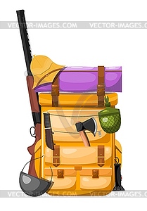 Tourist backpack with detachment. hunter`s - vector clipart