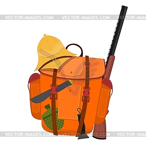 Hanter backpack with detachment. hunter`s backpack - vector image
