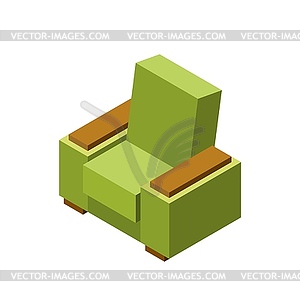 Classic green armchair. Isometric style, shape of - vector clip art