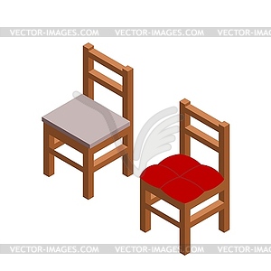 Two Chairs In Isometric Style Color Drawing Of Vector Image