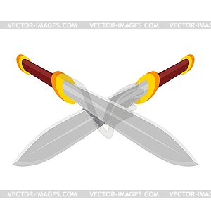 Two crossed swords in isometric style - vector clipart