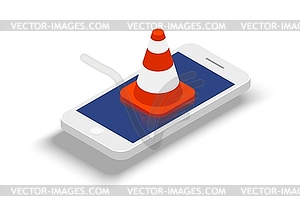 Concept of mobile communication ban. Mobile phone - vector clipart