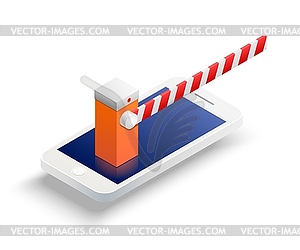 Concept of mobile communication ban. Mobile phone - vector clip art