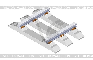 Color image rail and sleepers. Railway in - vector image