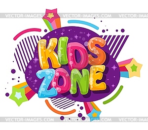 Kids zone cartoon inscription. . Playground and gam - vector clipart