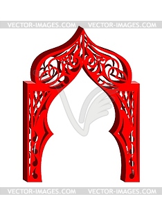 Isometric Red indian Arch . Cut. Welcome! Design - vector image