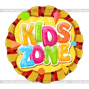 Round cartoon logo for kids room. Colorful bubble - vector clip art