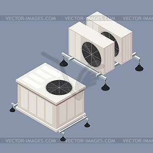 Air conditioning in isometric style on colored - vector clipart