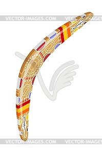 Boomerang with tribal pattern in isometric style. - vector clipart