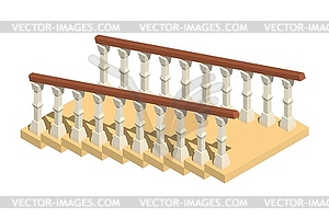 Staircase with railing in isometric style - vector clip art