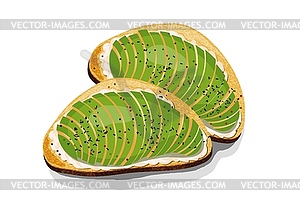 Avocado sandwich Slices of fresh bread with - vector EPS clipart