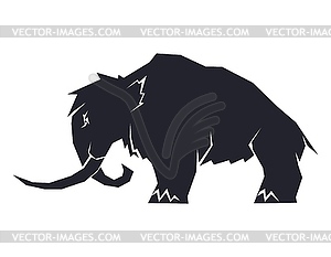 Black silhouettes of mammoths. Prehistoric animals - vector clipart