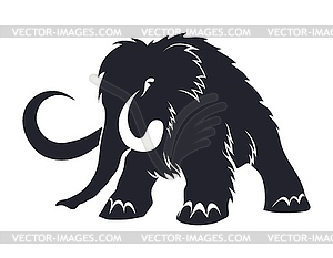 Black silhouettes of mammoths. Prehistoric animals - vector image