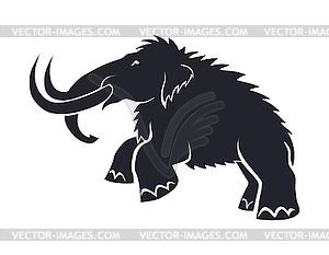 Black silhouettes of mammoths. Prehistoric animals - vector clip art