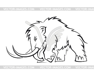 Black silhouettes of mammoths. Prehistoric animals - vector image