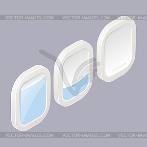 Porthole in three different positions in isometric - vector clip art