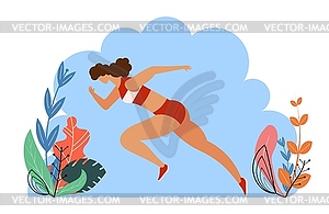 Running woman Sports girl sprinter on background - vector image