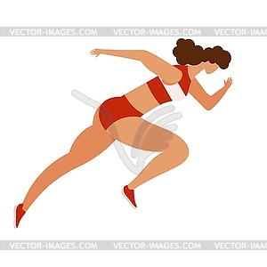 Начните бежать. Молодая спортивная девушка работает спринт. - векторный графический клипарт