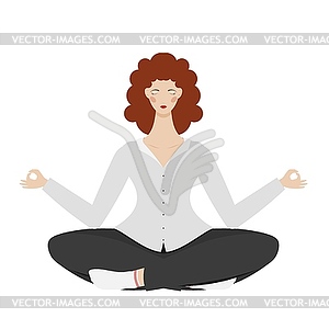 Yoga businesswoman in lotus pose. Resting - vector clip art