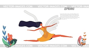 Abstract stylized girl in jump. concept of spring - vector image