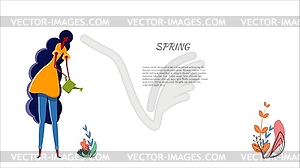 Girl is watering plant Young teen girl watering - vector clip art