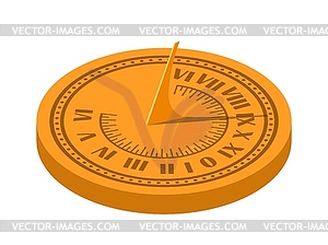 Color isometric sundial. Sundial in Flete Cartoon - vector image