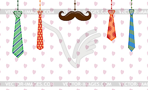 Greetings for father`s day holiday. Different ties - vector image