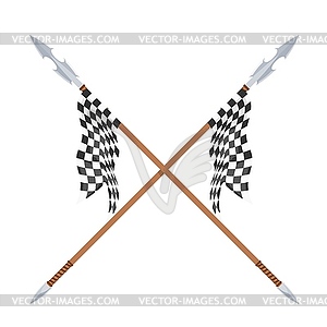 Two spears with flagon white background. heraldic - vector image