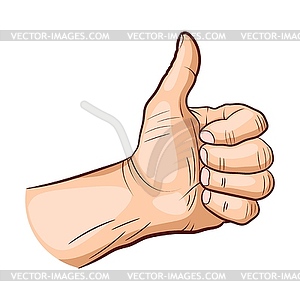 Рука показывает символ как. Делая большой палец вверх жест - графика в векторе