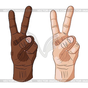 Man hand sign victory or peace. victory symbol. - vector image
