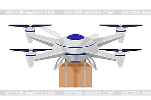 Drone with cargo. concept of fast and accurate - vector clip art