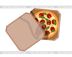 Paper box with pizza - vector image