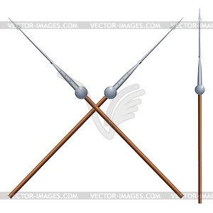 Two crossed spears of an ancient Roman warrior. - vector clip art