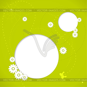 Green spring background with white flowers - vector image