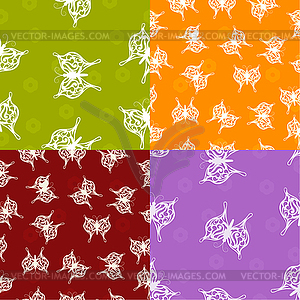 Set of seamless textures with paper butterfly - vector image
