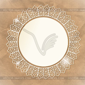 White lace doily on paper an background - vector clip art
