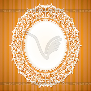 White lace doily on an orange background - vector clipart