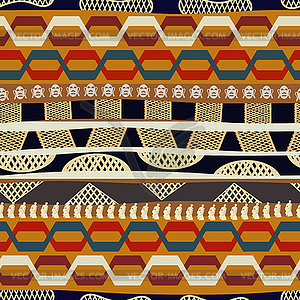 Seamless pattern with masks and Indian heads. Triba - vector clip art