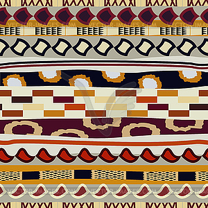 Seamless pattern with ethnic motifs. Tribal style - color vector clipart