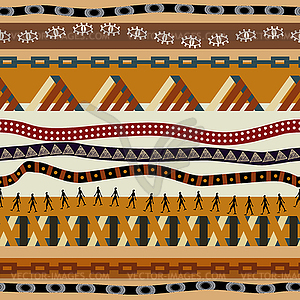 Seamless pattern with ethnic patterns and shapes - vector clipart