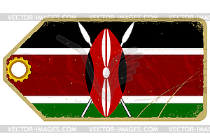 Vintage label with flag of Kenya - vector clipart