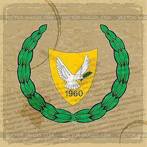 Cypriot coat of arms on an old sheet of paper - vector clipart