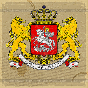 Coat of arms of Georgia on an old sheet of paper - vector clip art