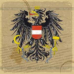 Austria coat of arms on an old sheet of paper - vector image