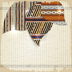 Vintage background with African paintings and grunge - vector image