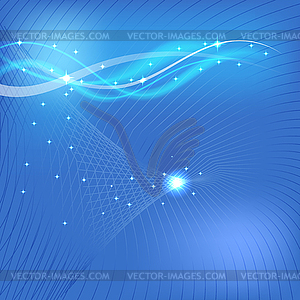 Abstract blue background with waves - vector image