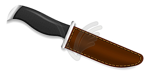 Hunting knife in brown cover - vector clipart